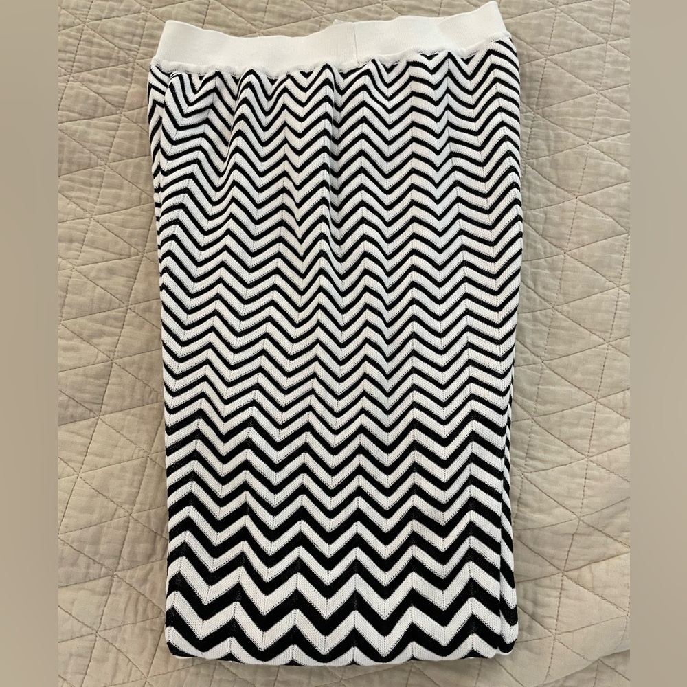 MISSONI MILANO zigzag-woven knit flared trousers in Black & White Size 38 $1260